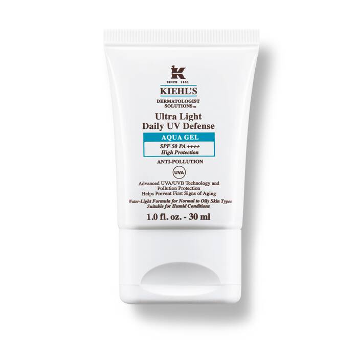 Khiel's UV sunscreen with SPF up to 50+. Available in both gel and cream form with a separate one for men. 